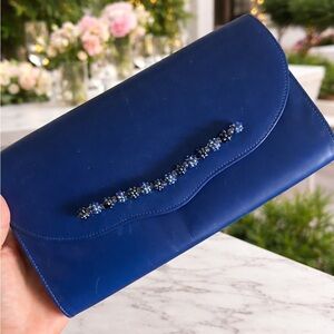 Elegant Blue Clutch with Beaded Detail